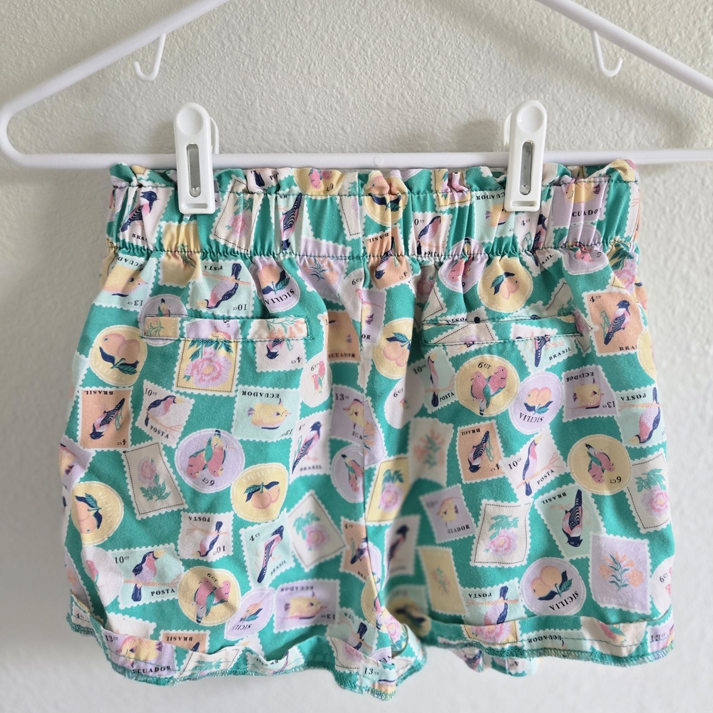 Copper Key Stamp Print Shorts with Green and Yellow